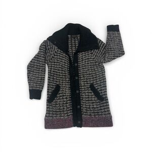 Rag & Bone Black and Gray Wool Knit Shawl Collar Cardigan Sweater Size M